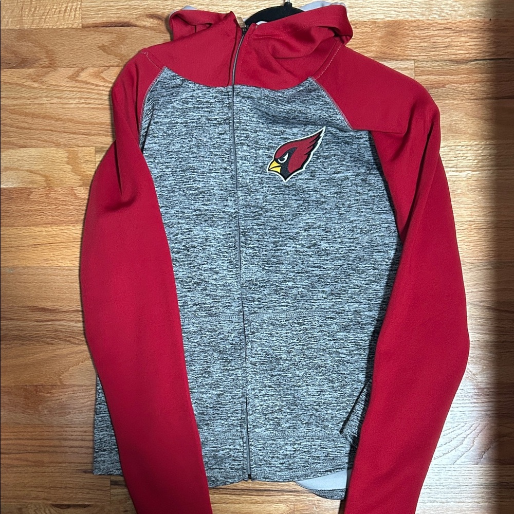 NFL Team Apparel Cardinals Women's Varsity Jacket - Red and Grey